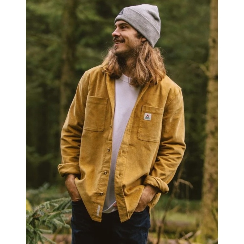 Passenger Mens Backcountry Cord Shirt L Mustard Gold Organic Cotton Gorpcore